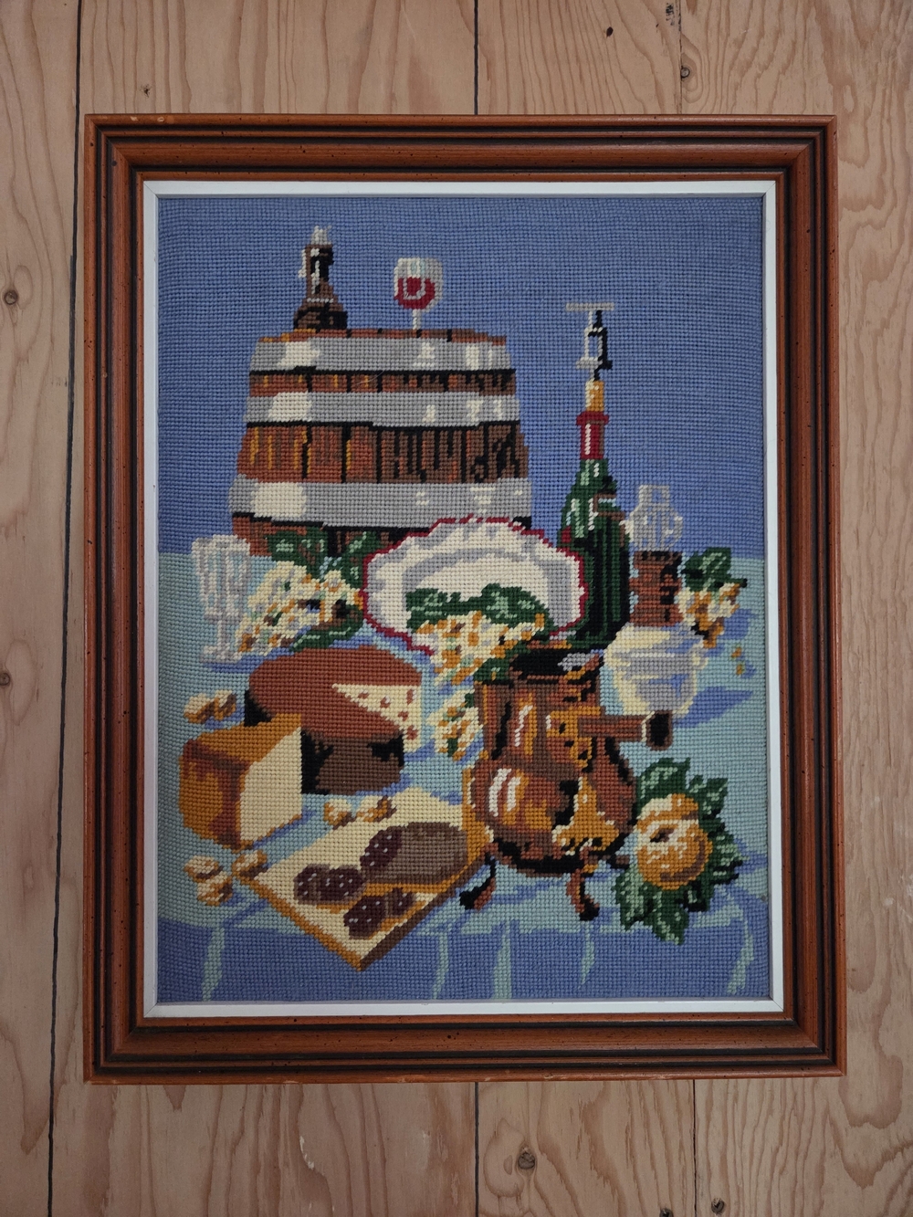 Framed Blue Still Life Needlepoint Wall Art - Unbranded